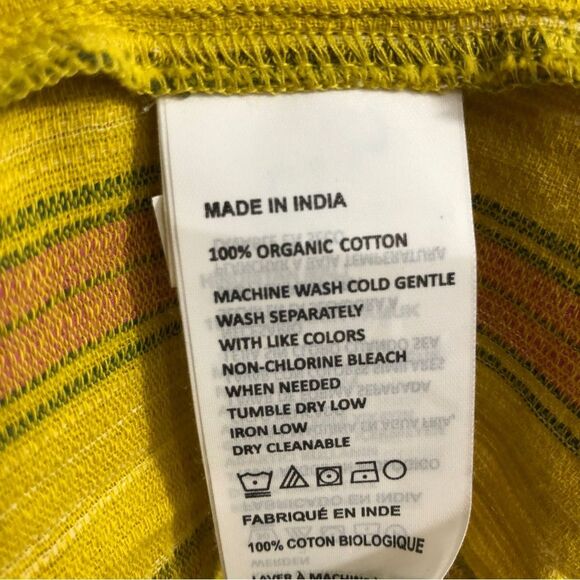 PrAna Cami Womens Small Little Yellow Palm Organic Cotton Striped Smocked New - Picture 12 of 12